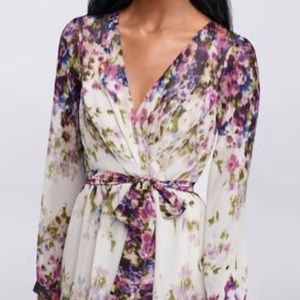 Jessica Simpson Faux Wrap Watercolor Dress